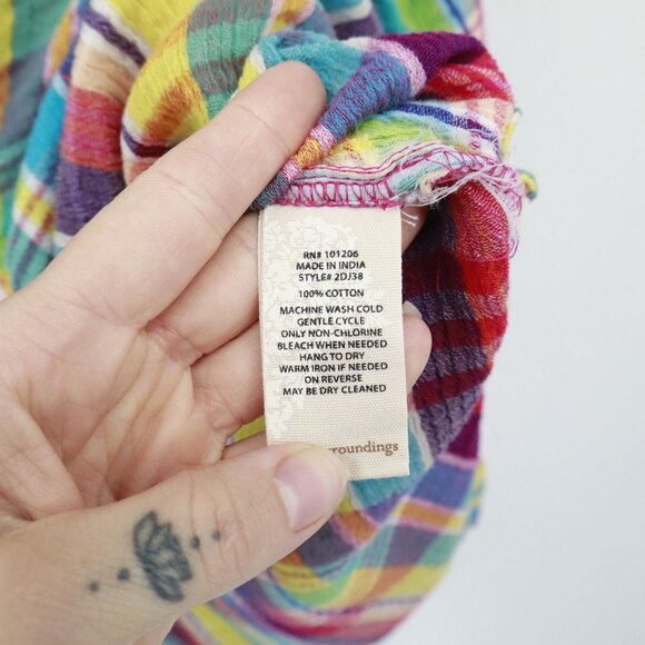 Soft Surroundings Plaid Shirt Women XL Multi Boho Eclectic Whimsical Playful Mod - Picture 4 of 16